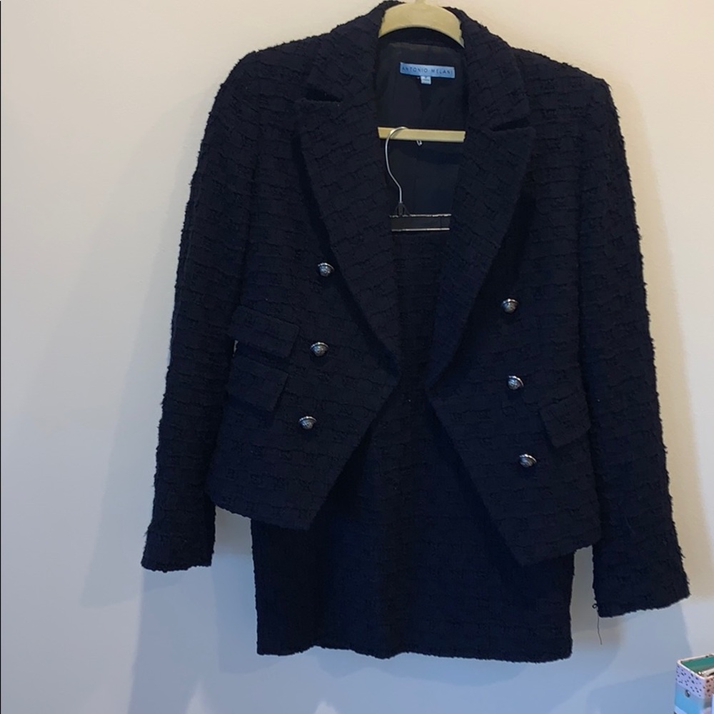 Navy Antonio Melani Tweed Suit Set